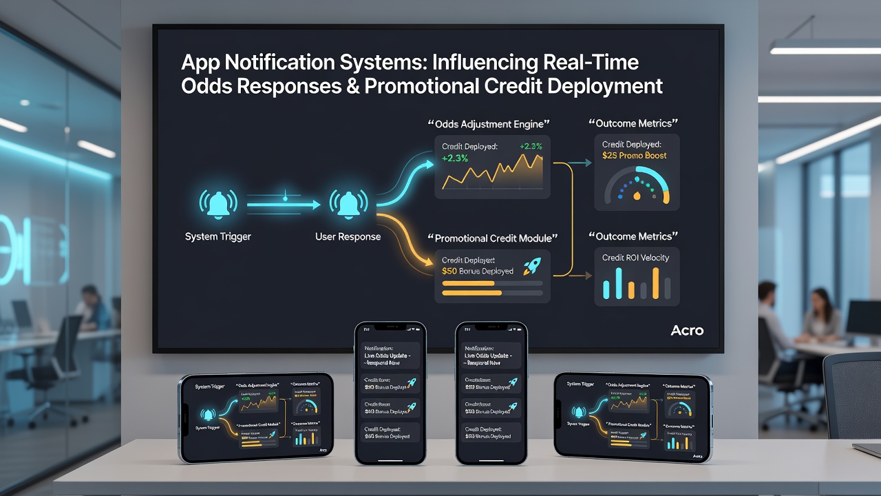 Illustration of promotional credit deployment workflow triggered by app notifications across multiple betting platforms