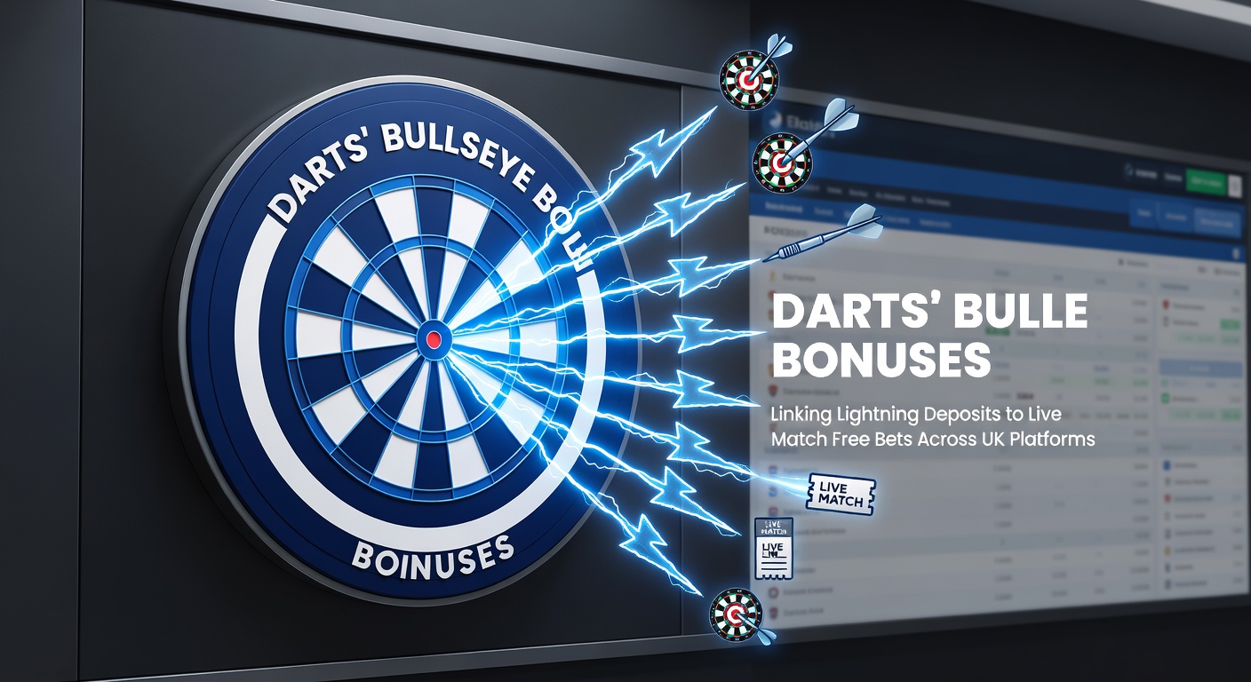 Darts player lining up a precise bullseye throw during a high-stakes Premier League match, spotlight highlighting the target