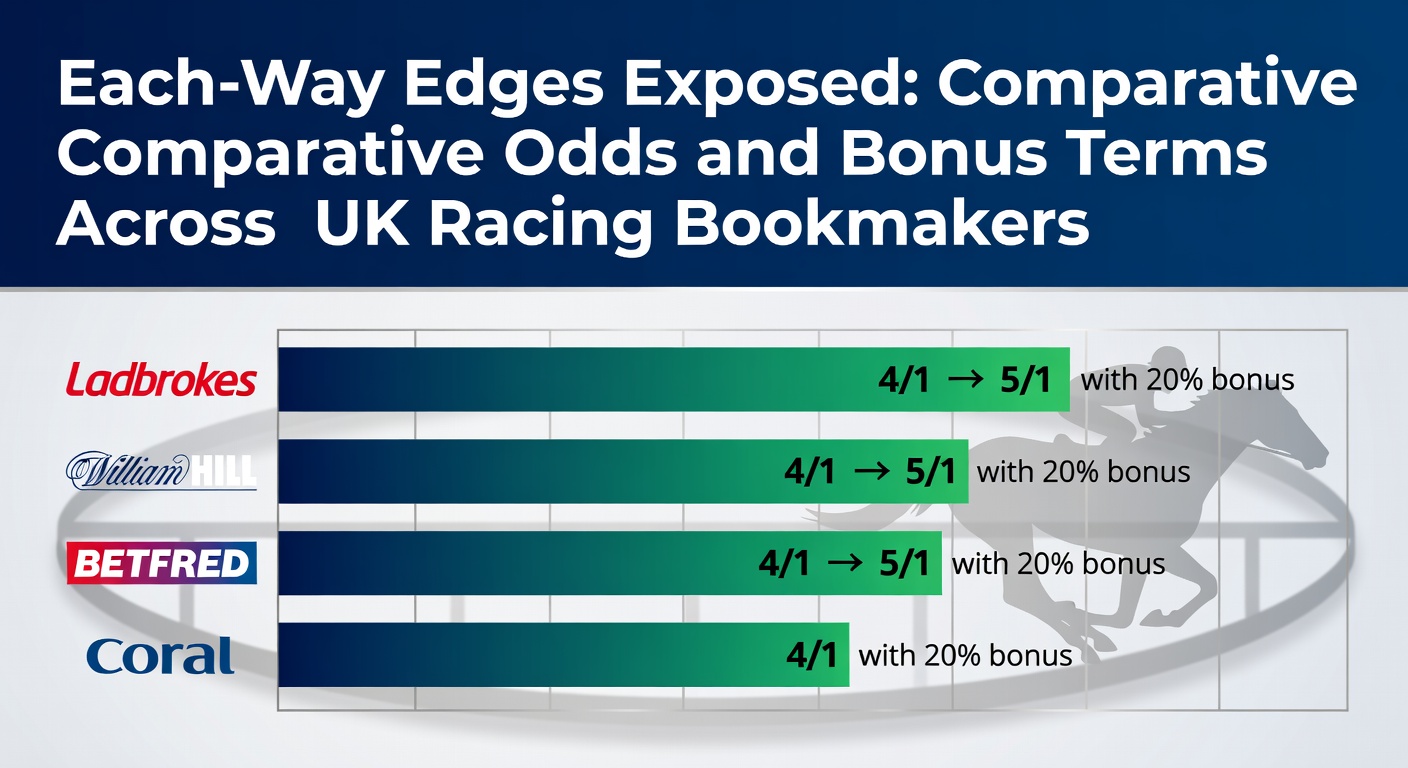 Horse racing scene at a UK track with punters checking odds boards, highlighting each-way bet opportunities