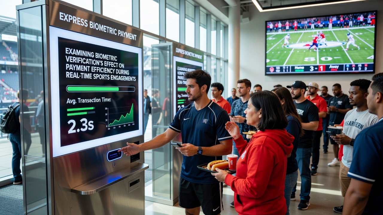 Live sports event with mobile payment processing via biometric scan