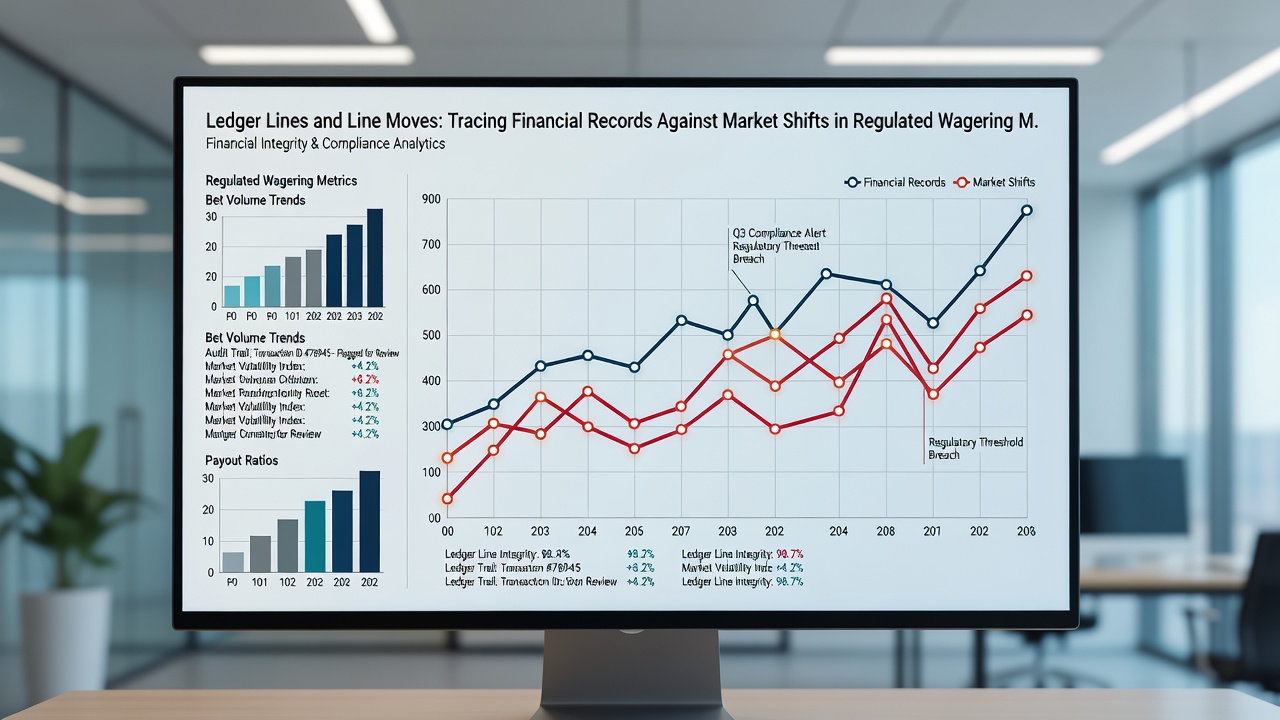 Detailed view of digital betting ledgers displaying transaction logs next to market movement charts