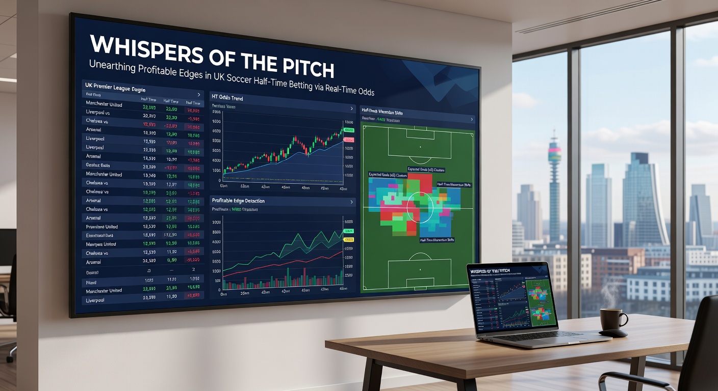 Screenshot of a mobile betting app displaying live half-time odds for a UK Championship match, with overlaid graphs showing intrahalf drifts on team lead markets